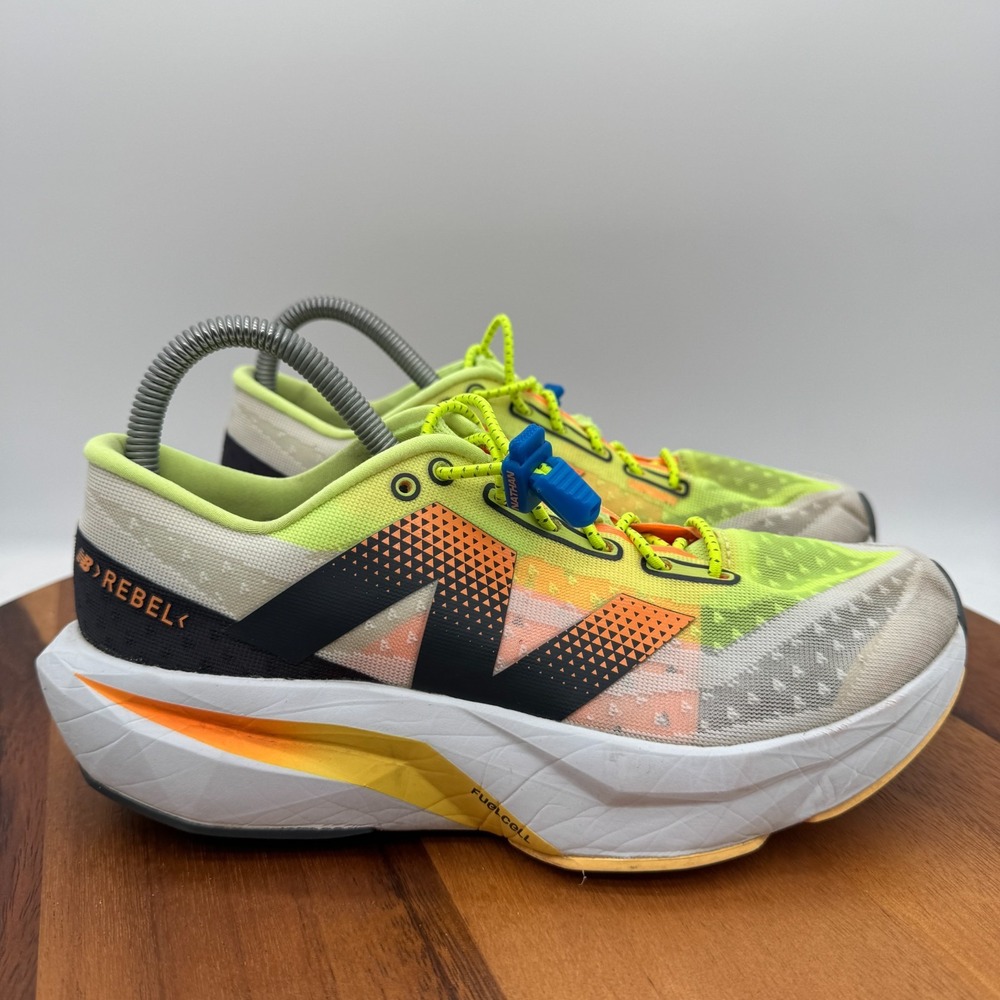 New Balance Fuel Cell Rebel v4 Sz 8.5 White Bleached Lime Glo Hot Mango WFCXLA4